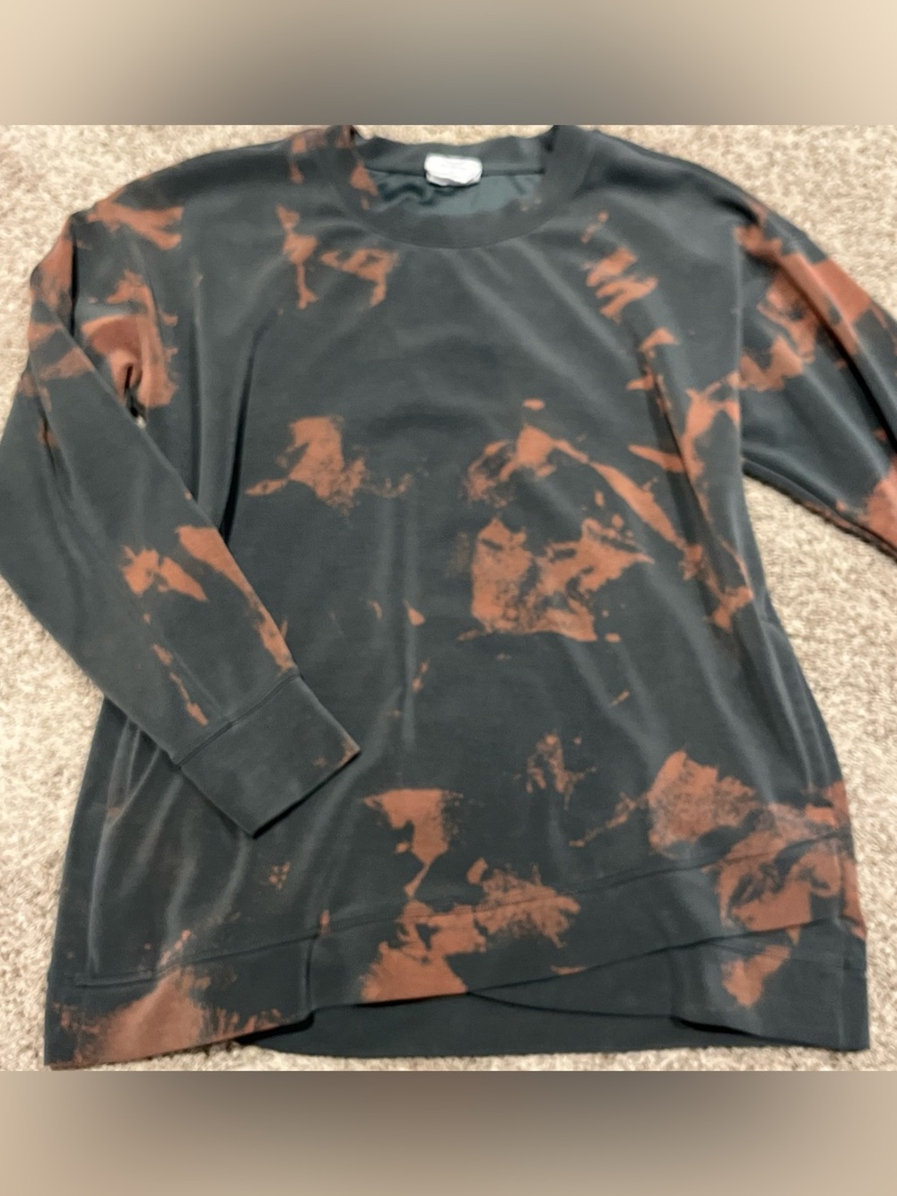 Black and Rust Activewear Tie-Dye Crewneck Sweatshirt w/ pockets